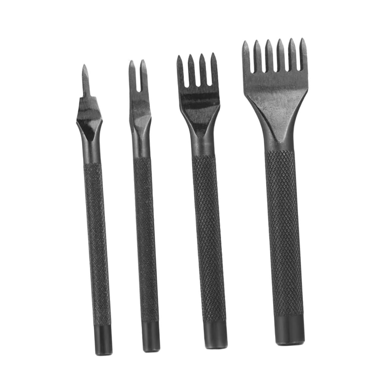 4PCS DIY Leather Punch Kit Rhombus Chisel Punching Tools High Strength Steel for Handmade Leather Crafting and Sewing Supplies
