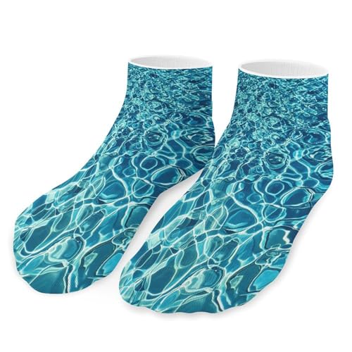 Blue Aqua Pool Water Socks Low Cut Ankle Short Sock Novelty Casual Invisible Liner Socks for Men Women
