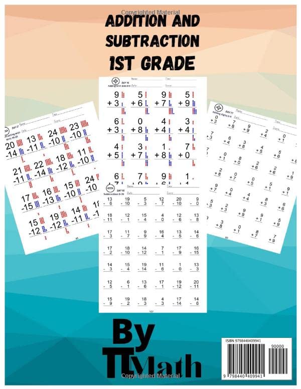 PI MATH Addition and Subtraction FIRST Grade Workbook 100 Practice days: Digits 0-25, WITH AND WITHOUT DOTS, enhance elementary addition and Subtraction skills. - Image 2