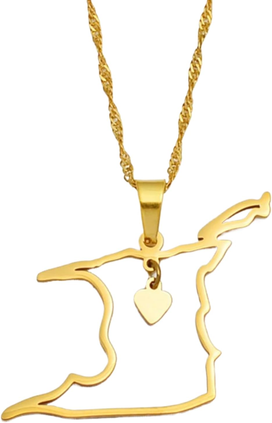 14k Yellow Gold Heart Trinidad & Tobago Map Pendant Necklace for Women - Ethnic Trinidad Necklace Trinidad And Tobago Necklace Country Map Pendant Charm Jewelry Gifts for Women