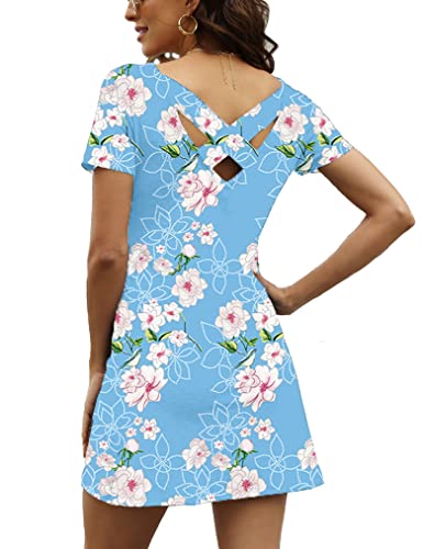 Feager Women's Casual Striped Criss Cross Short Sleeve T Shirt Dress - Image 5