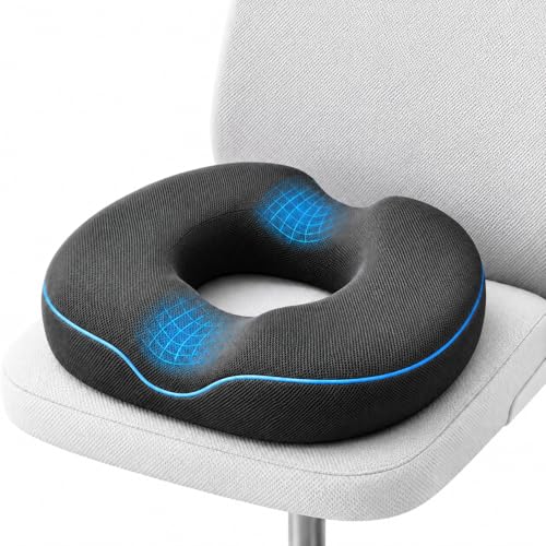 WABCEI Donut Pillow Seat Cushion for Hemorrhoids Coccyx Cushion for Tailbone Pain Relief Donut Pillow Memory Foam Seat Cushion by Ergonomic for Sores Sciatica(Good Support Slightly Firm