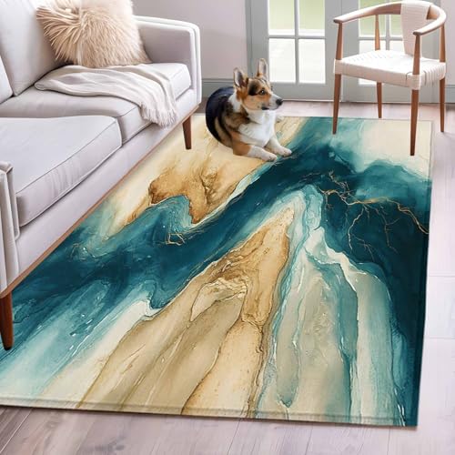 Large Area Rugs for Bedroom Living Room, Teal Brown Soft