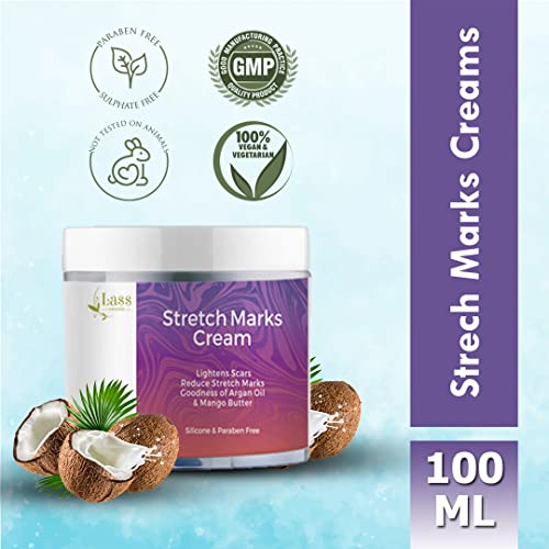 Image of Lass Natural Stretch Mark Removal Cream For Women, Stretch Mark Cream For Pregnancy, Stretch Mark Cream During Pregnancy, Stretch Mark Removal Ceam After Pregnancy - 100g