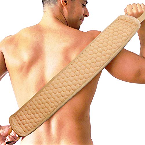Sportout Back Scrubber, Bath Scrubber, Exfoliating Shower Sponge, Back Sponge for Shower, Perfect for Skin Deep Cleaning, Stimulate the Metabolism, Man and Women, 4X40Inch (Yellow)