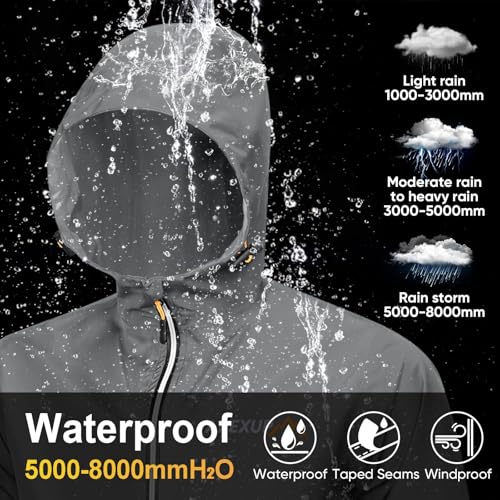 Image of APEXUP Packable Rain Jacket Men Waterproof Lightweight Raincoat with Hood