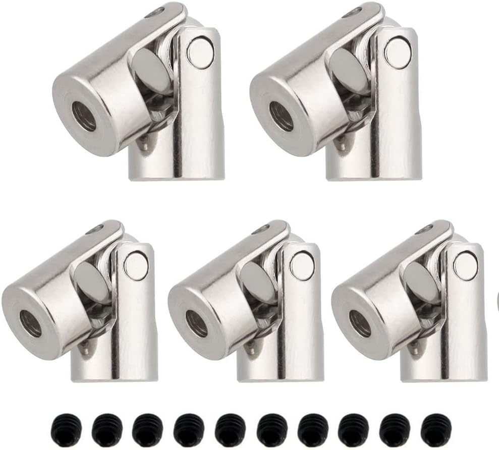 HomeSoGood 5 Pack 3mm to 3mm Metal Gimbal Couplings Shaft Motor Connector Universal Joint for Rc Boat Car Robot