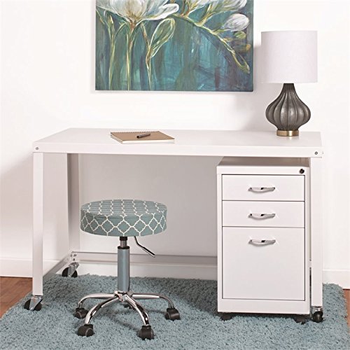 Office Dimensions 21647 White Rta 48" Wide Mobile Metal Desk Workstation Home Office Collection #TOP1