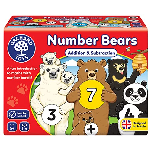 Image of Orchard Toys Number Bears Math Game for Kids | Educational Addition & Subtraction Learning Game | Basic Math Operation Laerning | Teachers Tested Board Games | Educational Board Games | Age 5+ Years