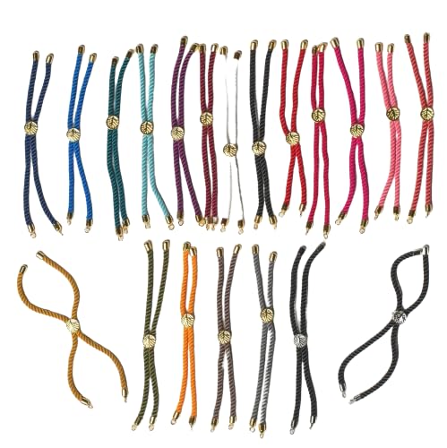 9Carat10 Strands Adjustable Nylon Slider Bracelet Making 9’’ Inch(23cm) Twisted Cord Bracelet Makings Charms Jewelry For Rakhi and Band