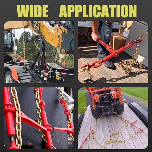 Image of G80 Tow Chain, 3 /8 inch x 10FT Load Binder Chain with 5400 LBS Safe Working Load, G80 Heavy Duty Logging Chain for Transporting, Towing, and Tie-Down Binding Equipment