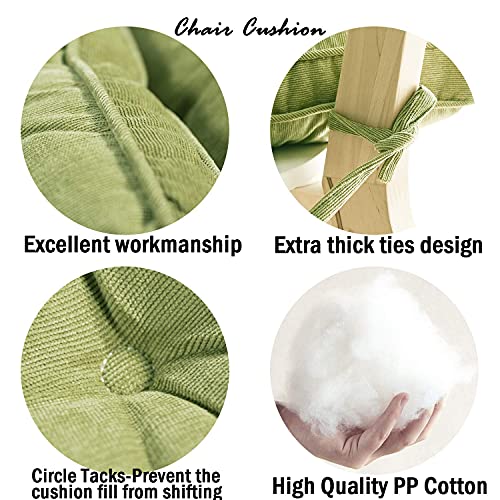 Tiita Outdoor Chair Cushions With Ties 18X18 Inch Square Seat Pads Tufted Patio Thick Floor Pillows For Office Sofa Dining Room Kitchen, Set Of 4, Green #TOP5