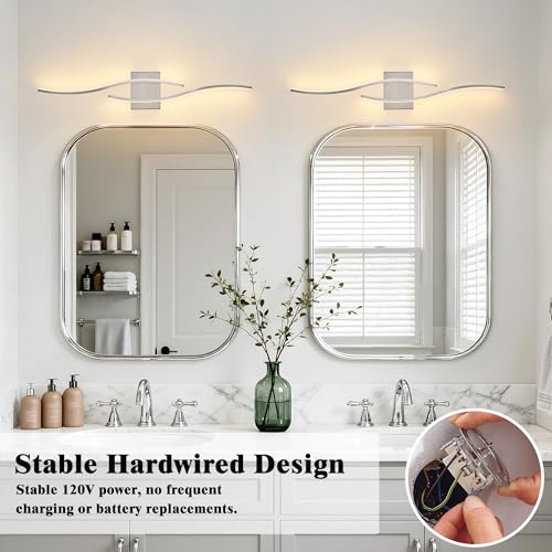 Image of KARTOOSH Hardwired Brushed Nickel Vanity Lights for Bathroom