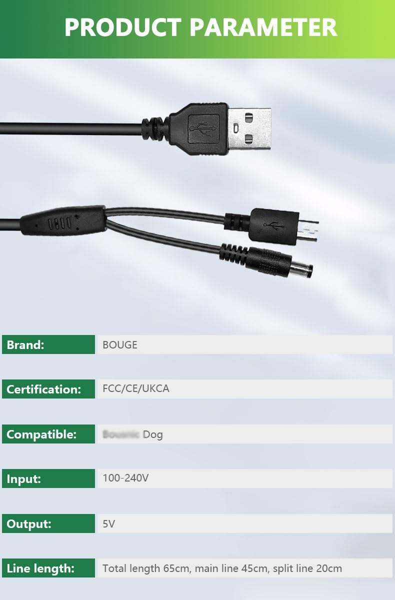Câble de Charge USB pour Bousnic Collier de Dressage pour Chien, Remplacement du 2 en 1 Chargeur d'alimentation pour Bousnic Collier de Dressage pour Chien et la télécommande