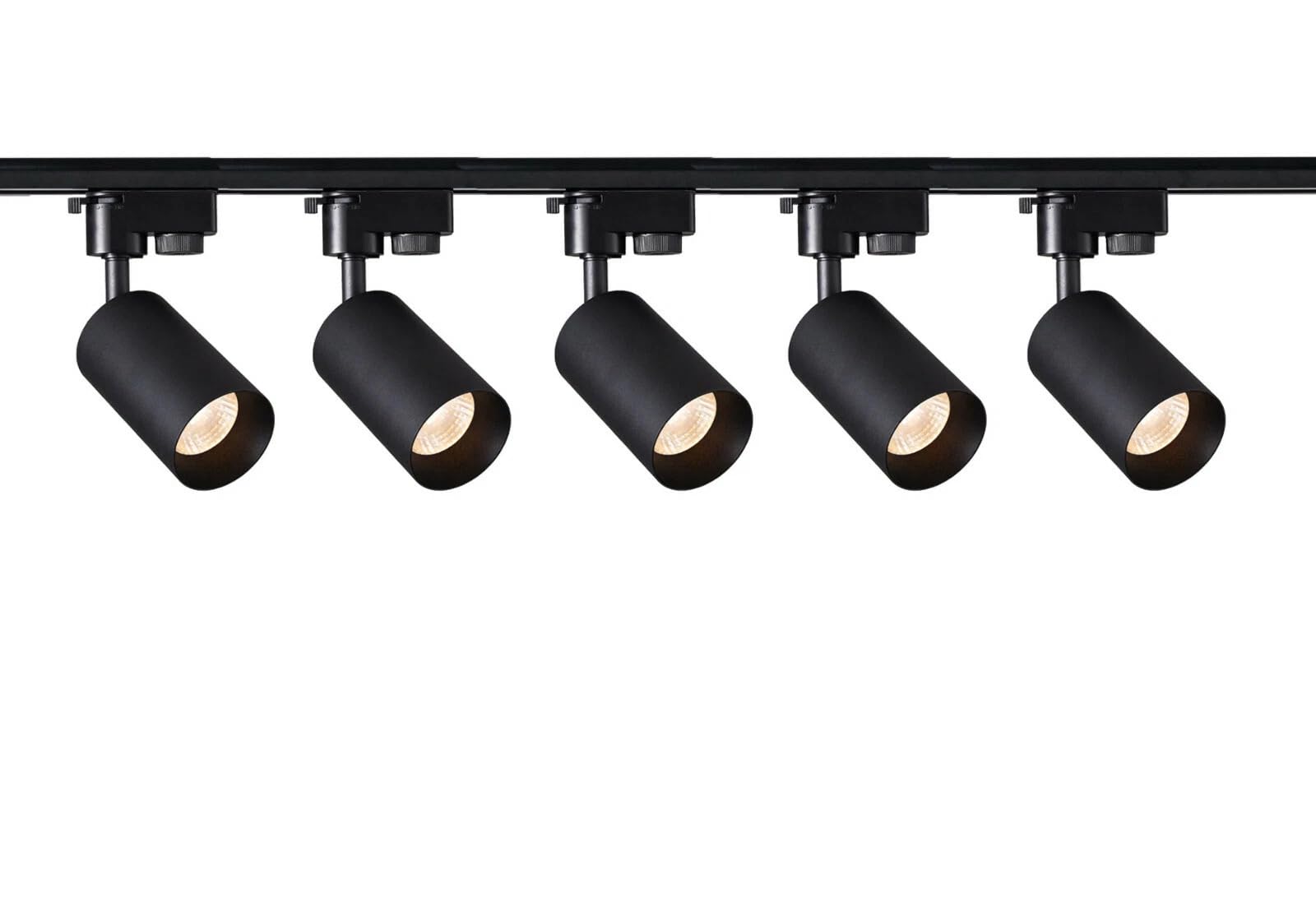 SEVA Schienensystem Komplettset Rail Schwarz 1-phasige Schiene 1.9 m 5x Schienenstrahler MALGA T GU10 Black Netzteil 220-240 V Endkappe