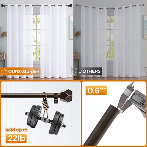 Tonial 3/4 Curtain Rods For Windows 48 To 86 (4-7.2Ft), 2 Pack Single Window Rods, Decorative Telescoping Drapery Rod For Windows 36 To 82 Inch(3-6.8Ft) With Geometric Faceted Finial, Bronze #TOP4
