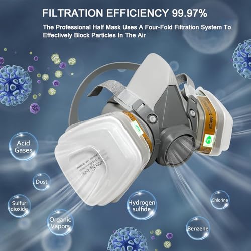 Image of Serplex 2 Set Reusable Respirator Mask 6200 Half Face Gas Filters
