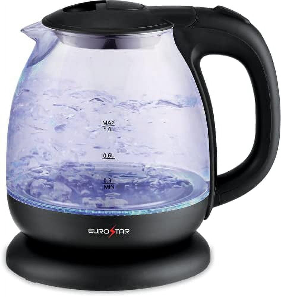 EUROSTAR EKG100BK 1.0L Glass Electric Kettle, Black