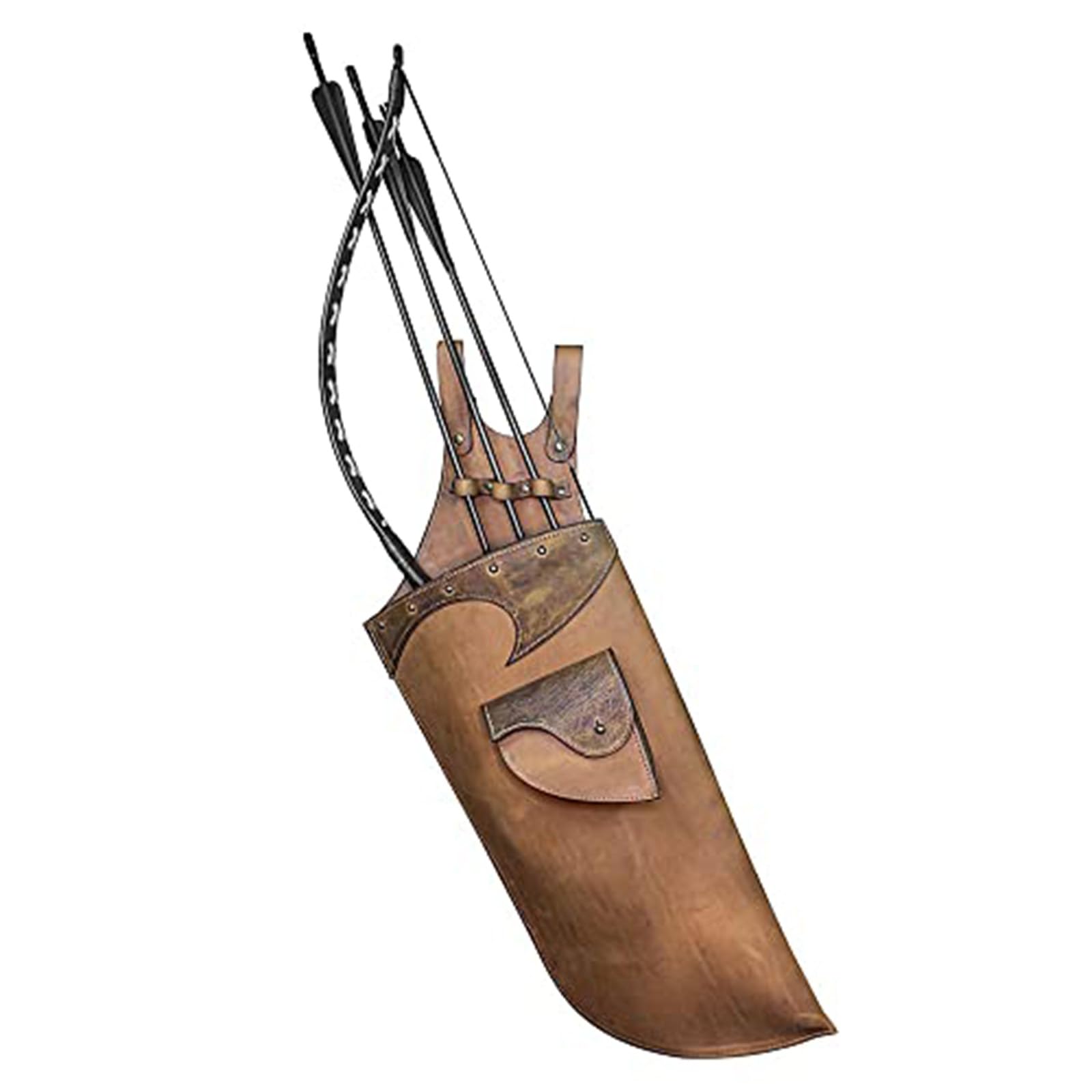 MDFCZXP Leather Arrow Quiver Holder Outdoor Cosplay Bow Archery Accessories for Men Women,Brown
