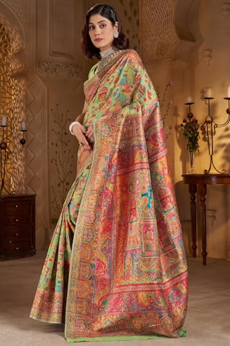 Image of SGF11 Women's Kanjivaram Pure Soft Silk Saree With Unstitched Blouse Piece