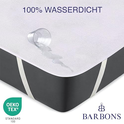 BARBONS Matratzenschoner 180x200 cm - Oeko-TEX Zertifiziert wasserdichte Matratzenauflage Baumwolle Inkontinenzunterlage waschbar Nässeschutz Matratzenbezug Atmungsaktiv 180x200cm 5