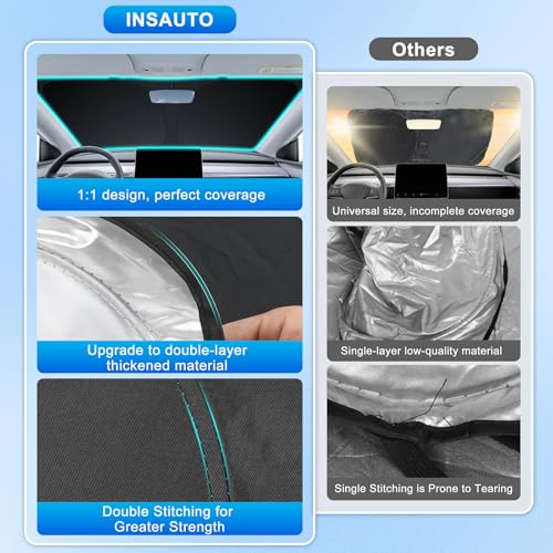 Image of INSAUTO Custom Fit Windshield Sun Shade for Jeep Compass 2007-2016 | Foldable Front Window Sunshade Car Accessories, UV & Heat Reflector, Keeps Interior Cool, Includes Storage Bag