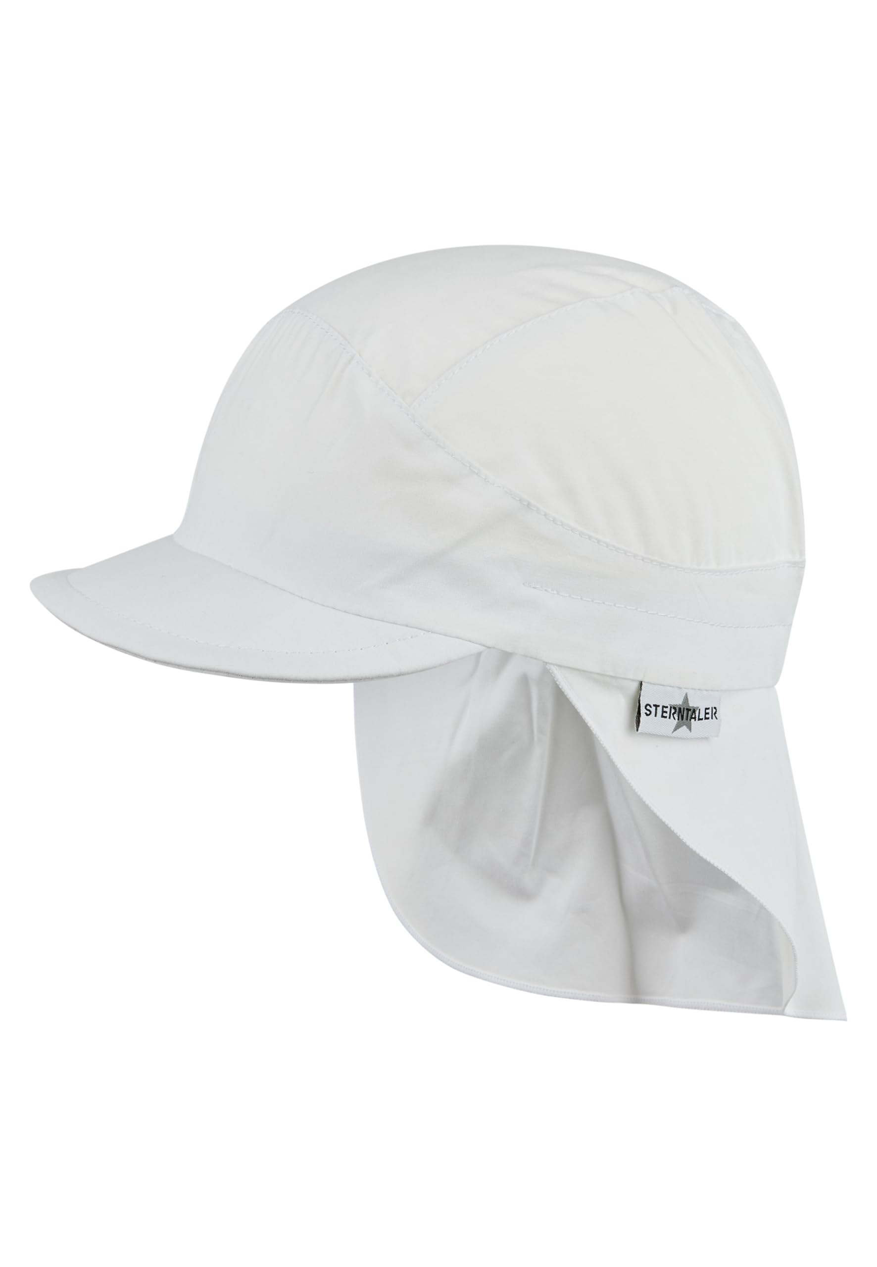 Sterntaler Schirmmütze Nacken Basic - Unisex Baby- und Kinder Mütze mit Nackenschutz - UV-Schutz 50+ Hut aus Popeline (Bio) - leichte Sommer Kopfbedeckung mit Gummiband - weiß, Größe 49