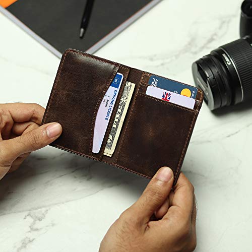 FOXHACKLE Leather Credit Card Holder Wallet for Men and Women, Thin Bifold RFID Blocking Wallet, Slim Front Pocket Minimalist Wallet, Small Card Case4