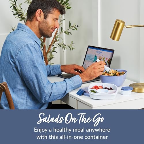 Image of Bentgo Salad Container, Lunch Bowl with 4-Compartment Toppings Tray, 54 oz