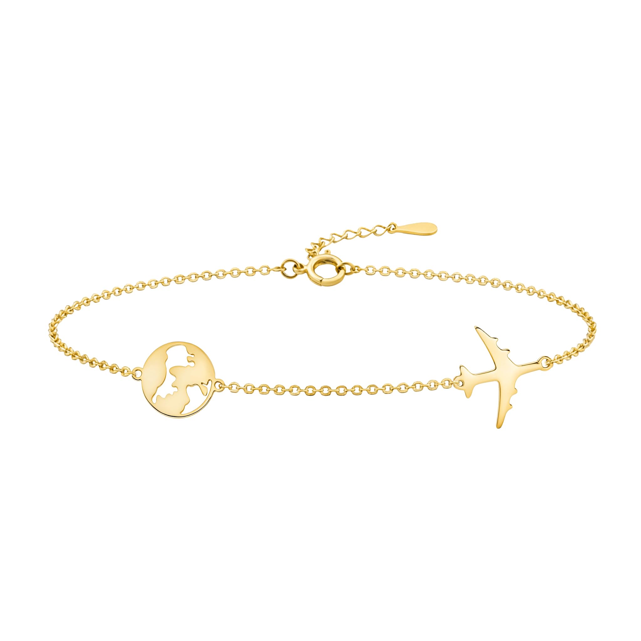 Sofia Milani - Pulsera para Mujeres en Plata de Ley 925 - Colgante de Mapa del Mundo y Avión