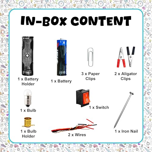 Image of VGRASSP Educational Electric Bulb Circuit Toy Set for Kids - DIY Science Experiment Kit with Light Bulb, Switch, Wires and More - Physics Learning Toy Kit - Multicolor