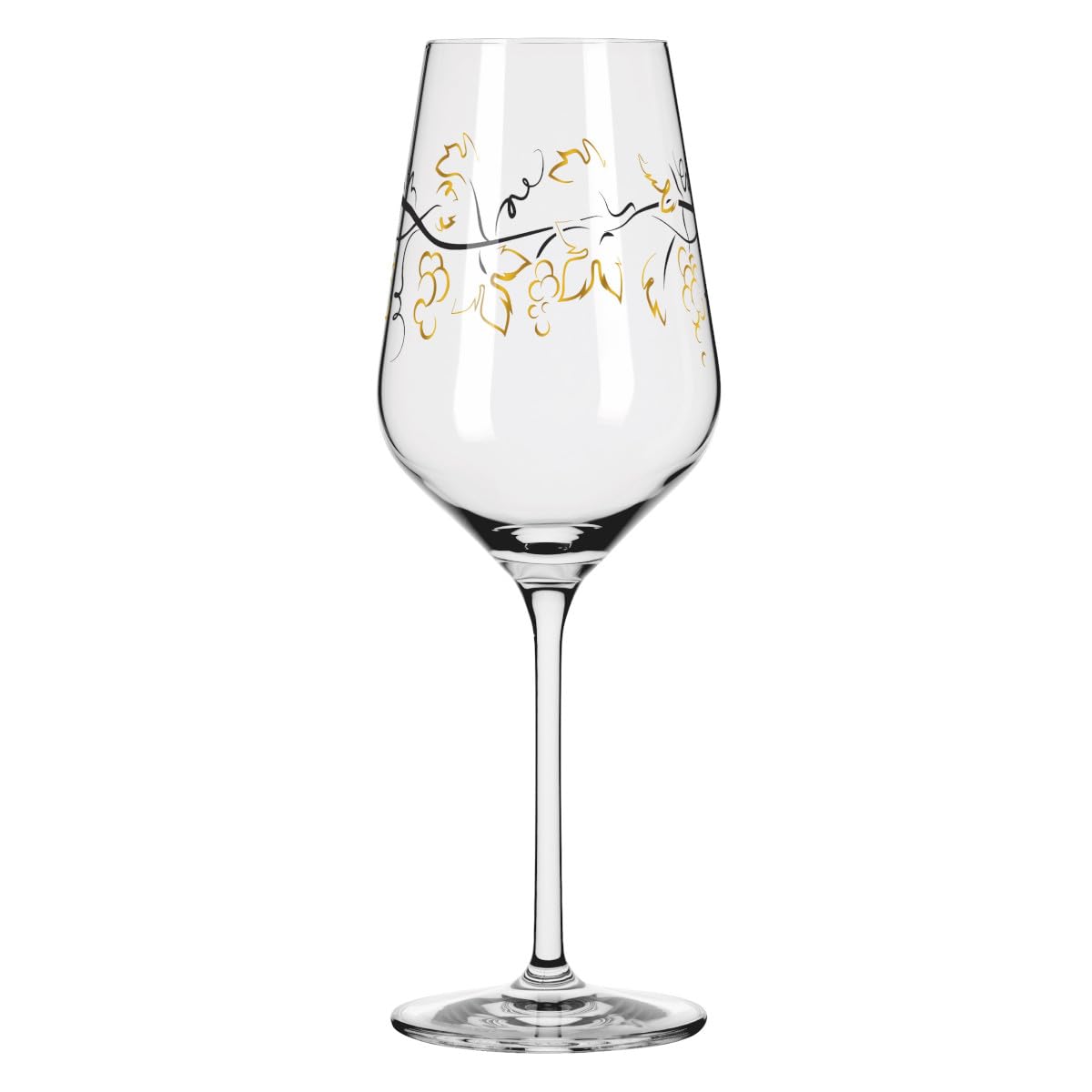 RITZENHOFF 3011012 White Wine Glass 300 ml - Series Heart Crystal No. 12 - with Letter Motif in Rose Gold - Made in Germany
