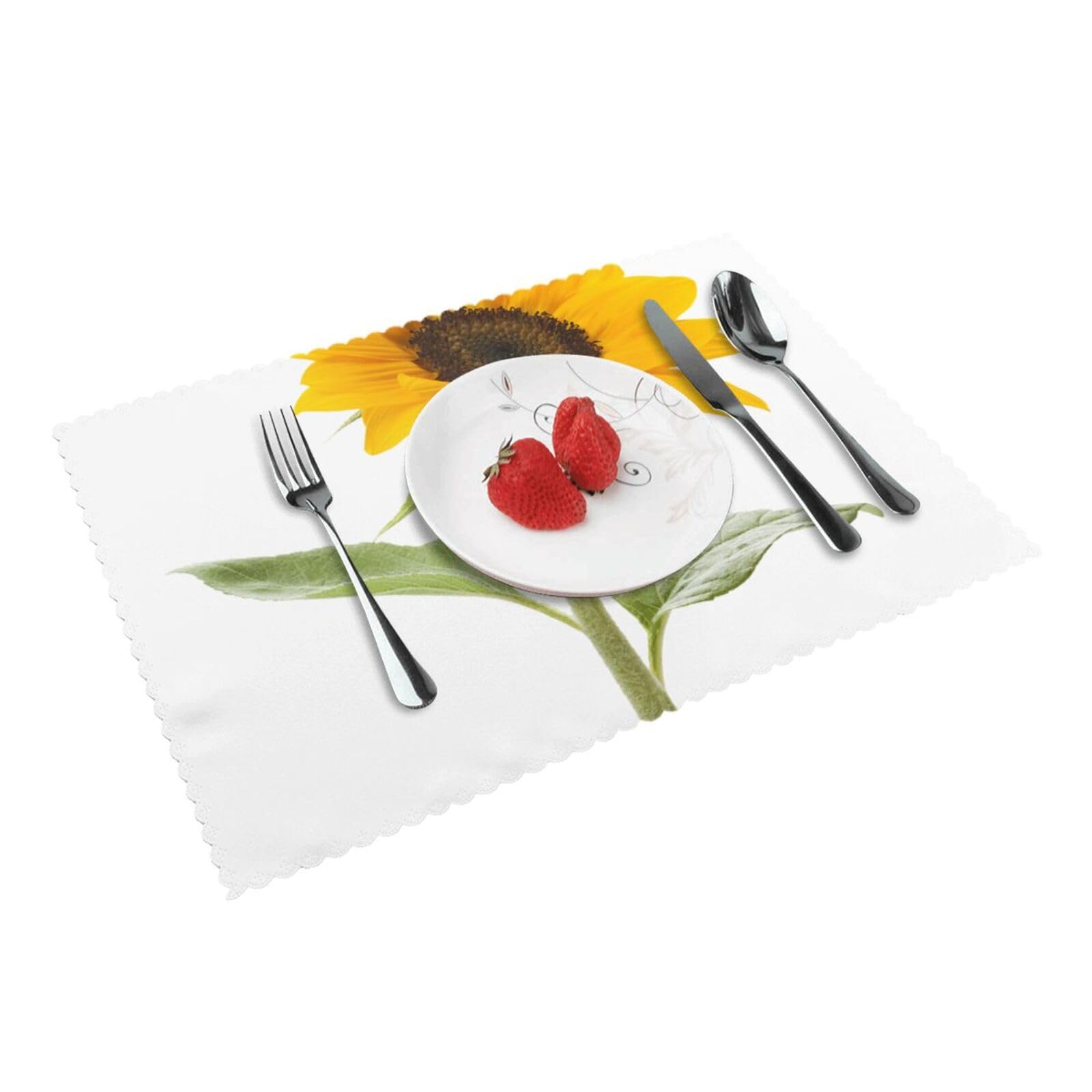 Bnvsadc Bloom Sunflower 4 Pcs Heat Resistant Placemat 45X30 Cm, Printed Non-Slip Place Mats For Kitchen Dining Table Indoor Outdoor
