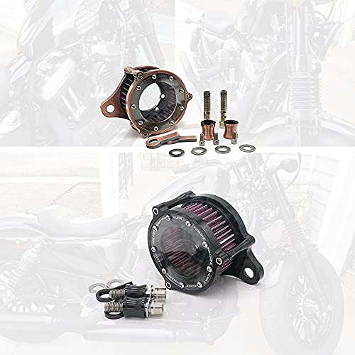 Motorcycle Engine Air Filter,Powersports Air Filters,Air Cleaner Intake Filter System Kit For Harley Davidson Sportster 883 1200,Aluminum Cnc Machined Washable(Transparent-Bronze) #TOP5