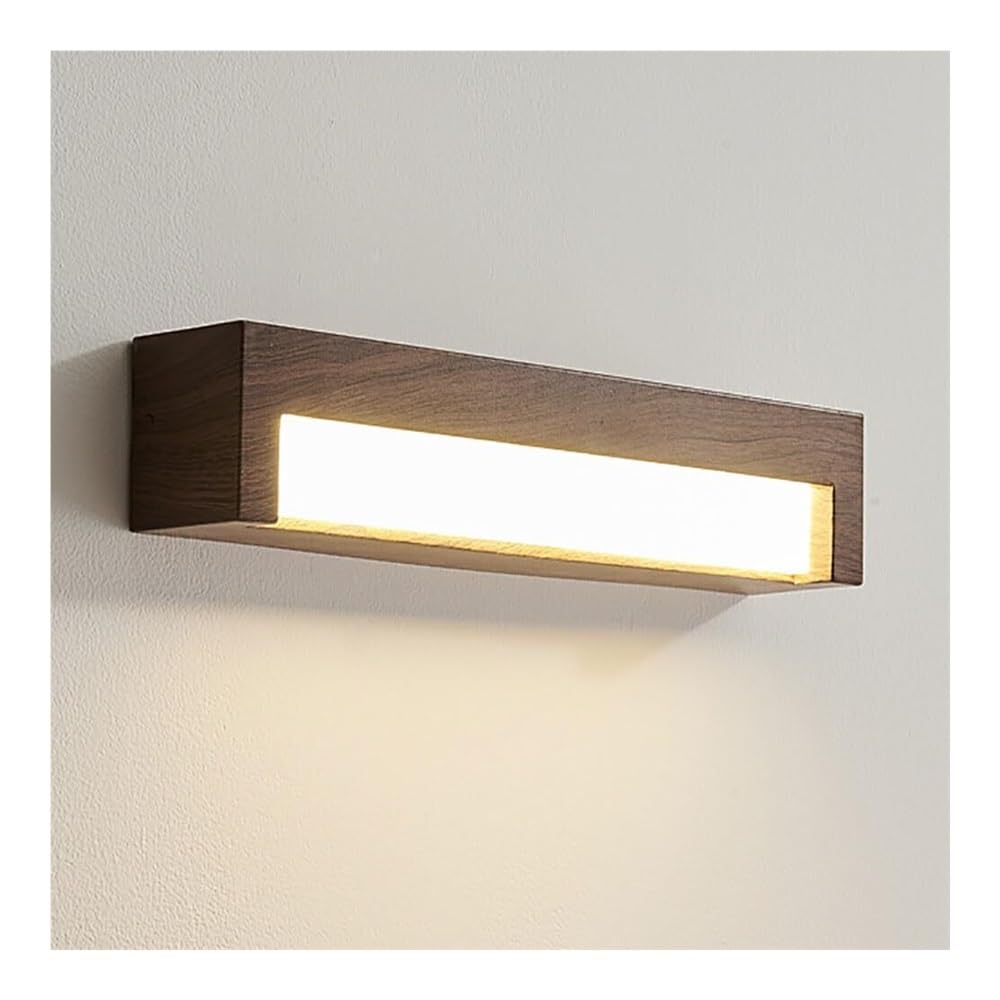 SMCCYYSD Rectangular Long Strip Wall Sconce Ultra-Thin Walnut Lamp White Acrylic Lampshade LED Mounted for Bedroom Bedside Living Room Study Corridor Entryway Restaurant