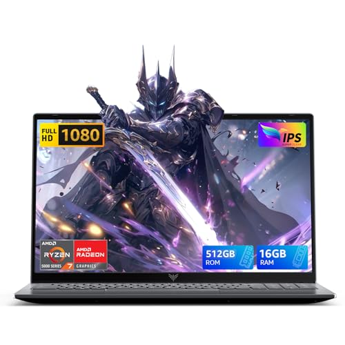 MALLRACE Gaming Laptop,AMD Ryzen 7 5700U (Beats i7-1265U,up to 4.3GHz), Radeon RX Vega 8 Graphics,15.6' FHD Display,16GB RAM 512GB NVMe SSD Laptop Computer with Numeric KB,Type_C (Full Function)