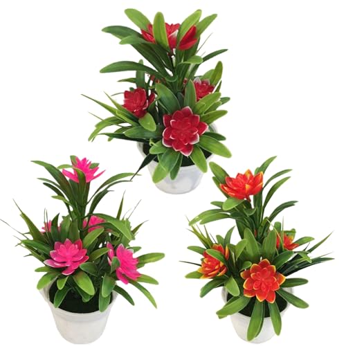 Linsition - Fleurs Artificielles Plants Lot De 3, Plants En Pot Artificielles, Réaliste Sans Arrosage Décor, Fausse Plant Interieur, Plant Artificielle Pour Maison Salle De Bain Bureau Table Salon, Bureau, Balcon