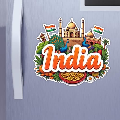 Image of Zesta Wooden Fridge Magnets Set | Refrigerator Decor Magnets for Kitchen | India Souvenir Fridge Magnet Collection | Wooden Magnet for Fridge Door Decoration (Bharat)