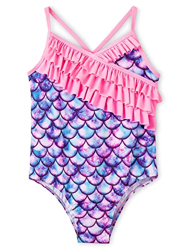Little Girls Ruffle Mermaid One Piece Swimsuit Bathing Suit Toddler Size 6X/7