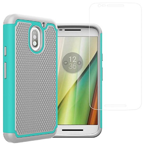 SOGA Compatible for Moto E3 Case, [Smart Defender Series] Shockproof Slim Hybrid Case for Motorola Moto E (3rd Generation) 2016 - Grey Mint Blue/Grey
