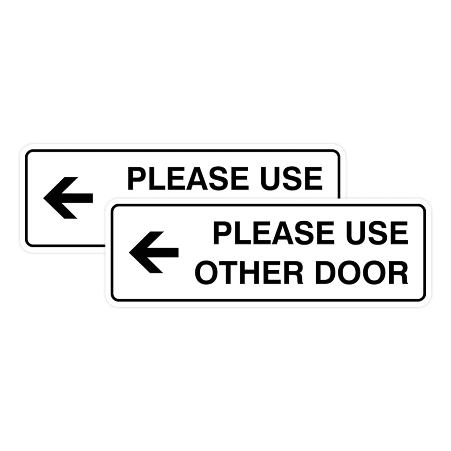 Signs ByLITA Standard Please Use Other Door Left Arrow Wall or Door Sign - Durable Material | Double-Sided Foam Adhesive Tape (White) Small (2 Pack)