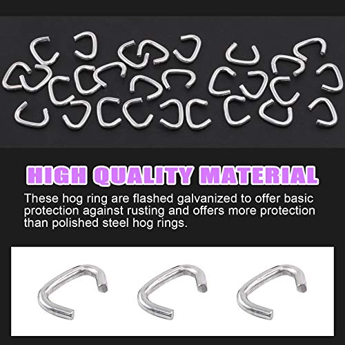 Swpeet 1000Pcs 3/8" Galvanized Hog Rings Assortment Kit, Professional Upholstery Hog Rings Installation Kit For Bungee Shock, Cords, Animal Pet Cages #TOP2