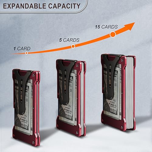 KEMISANT Men Airtag Wallet, Slim Wallet Front Pocket Money Clip for Gift Men Aluminum Card Holder RFID Blocking 15Cards4
