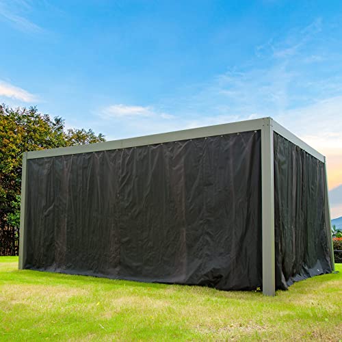 Domi Outdoor Living 12’ X 16’ Outdoor Louvered Pergola Aluminum Patio Garden Pergola With Adjustable Roof For Backyard, Garden W/Curtains And Netting (Gray) #TOP6