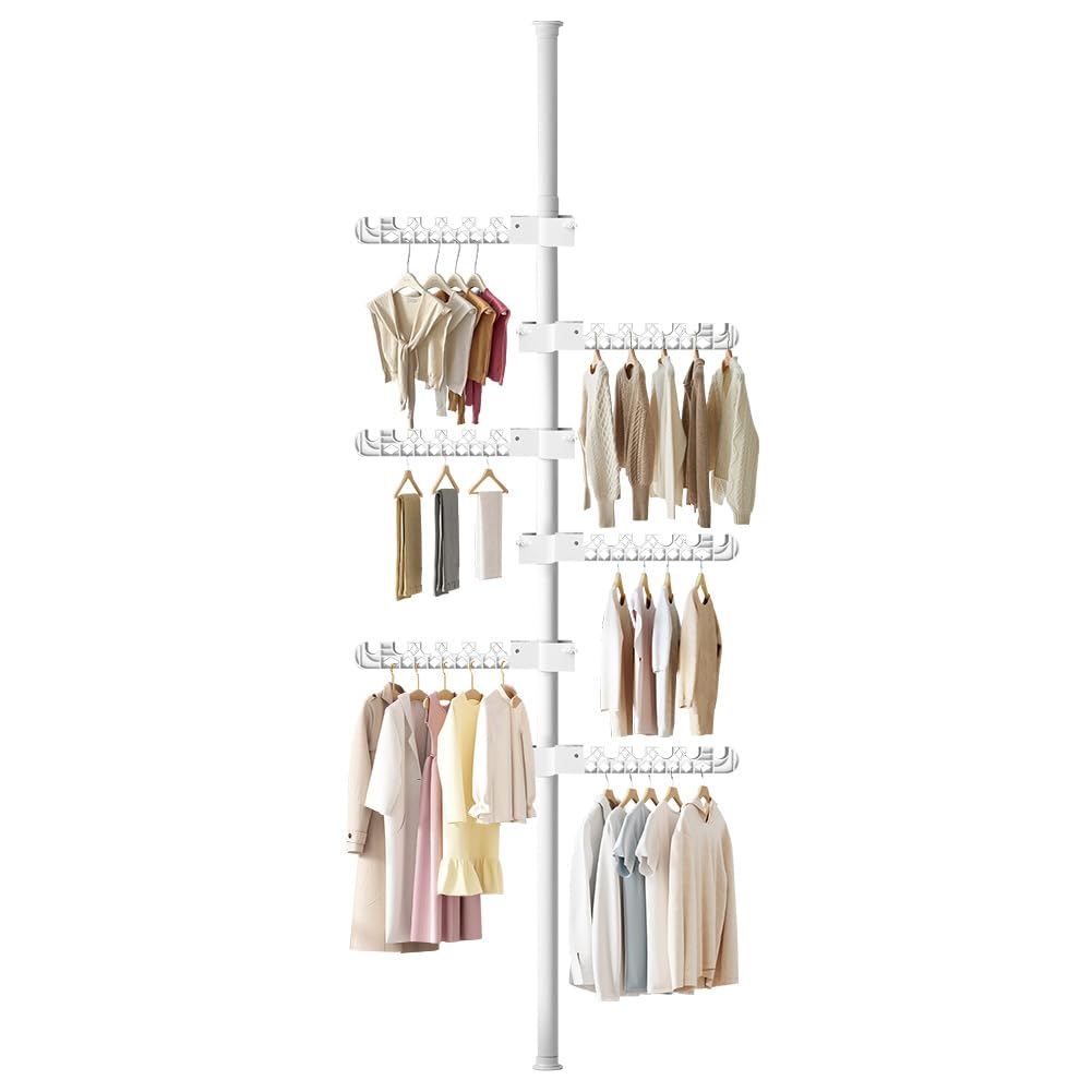 Pole Corner Clothes Hanging Drying Rack 6 Tiers Standing Clothes Drying