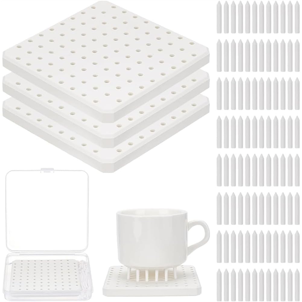Jnchdghwa As Shown Home Kilns For Pottery Studio, Diy Ceramic Firing Tool- 3-Pack Kiln Refractory Mat With 180 Pcs Support Nails Kiln Stilts