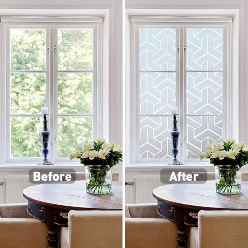 Image of Frosted Privacy Window Film - Static Cling Glass Sticker | No Glue /Privacy Protection /UV Light Filter | Decorative Opaque Cover for Bathroom, Sliding Door, Office || (24 X 84 | INCH)