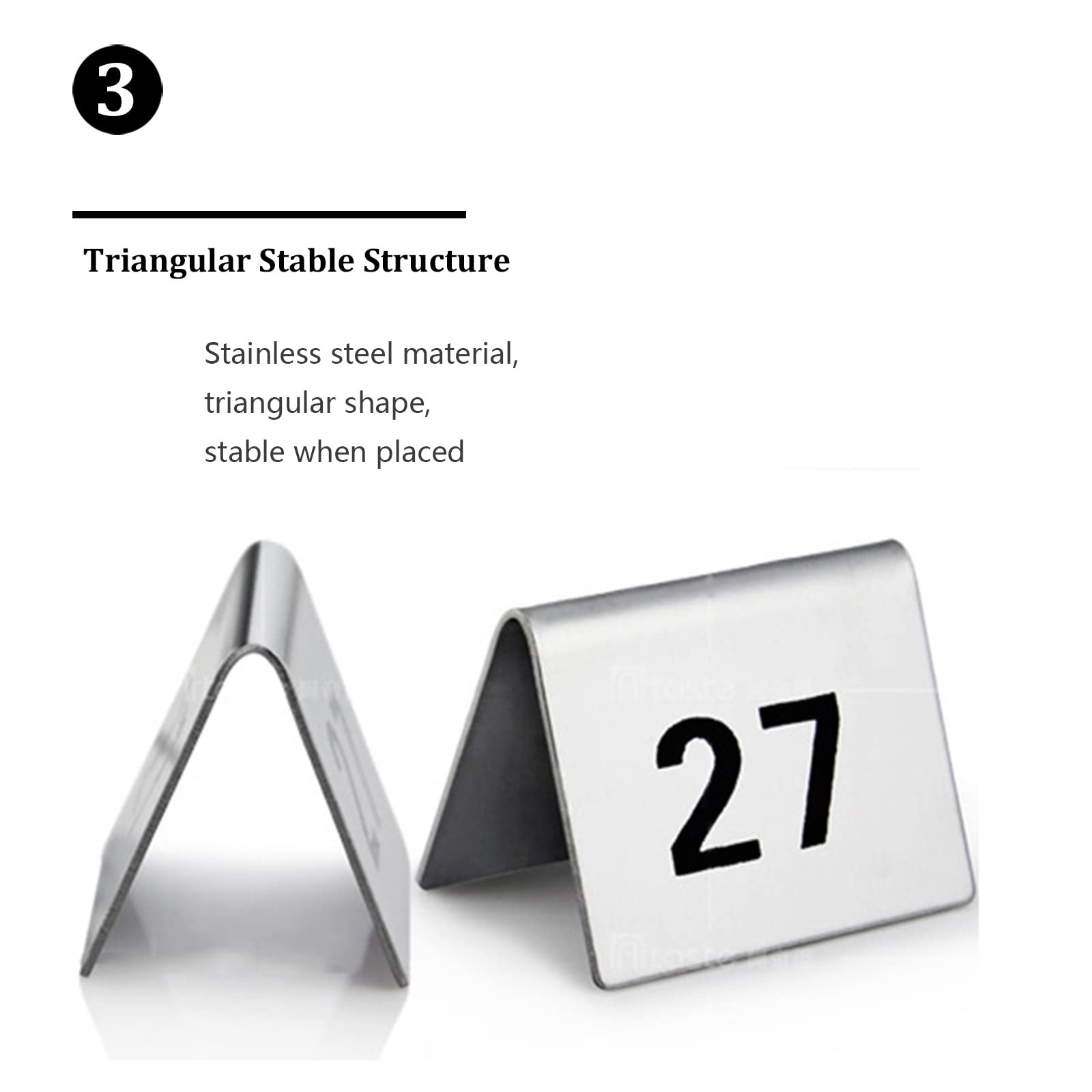 Numery stołowe, elegancki znak z numerami na stół, stal nierdzewna, metal, 1 do 50/100, restauracja, kawiarnia, bar, numer kurtyny, pudełko do układania w stos, nr 1-50