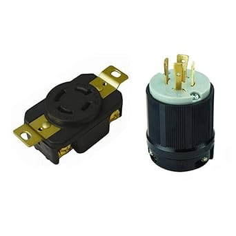 OCS Parts NEMA L15-20 Plug and Receptacle Set - Rated for 20A, 250V, 4-Wire, 3 Pole - cUL Listed