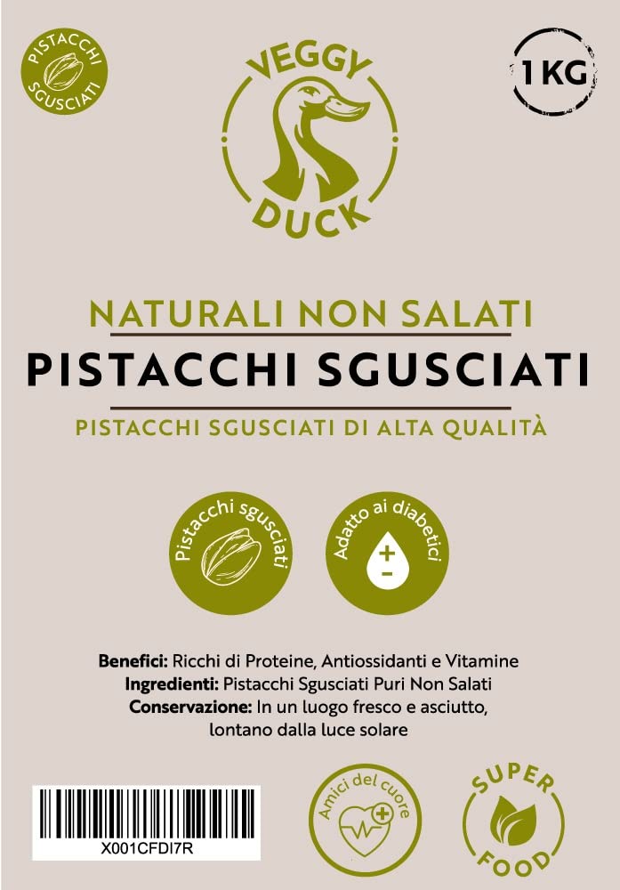 Veggy Duck - Pistachos sin Cáscara (1Kg) - Naturales | Sin Sal